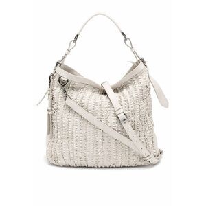 BURBERRY Lowry Off-White Ruched Leather Shoulder Bag Crossbody